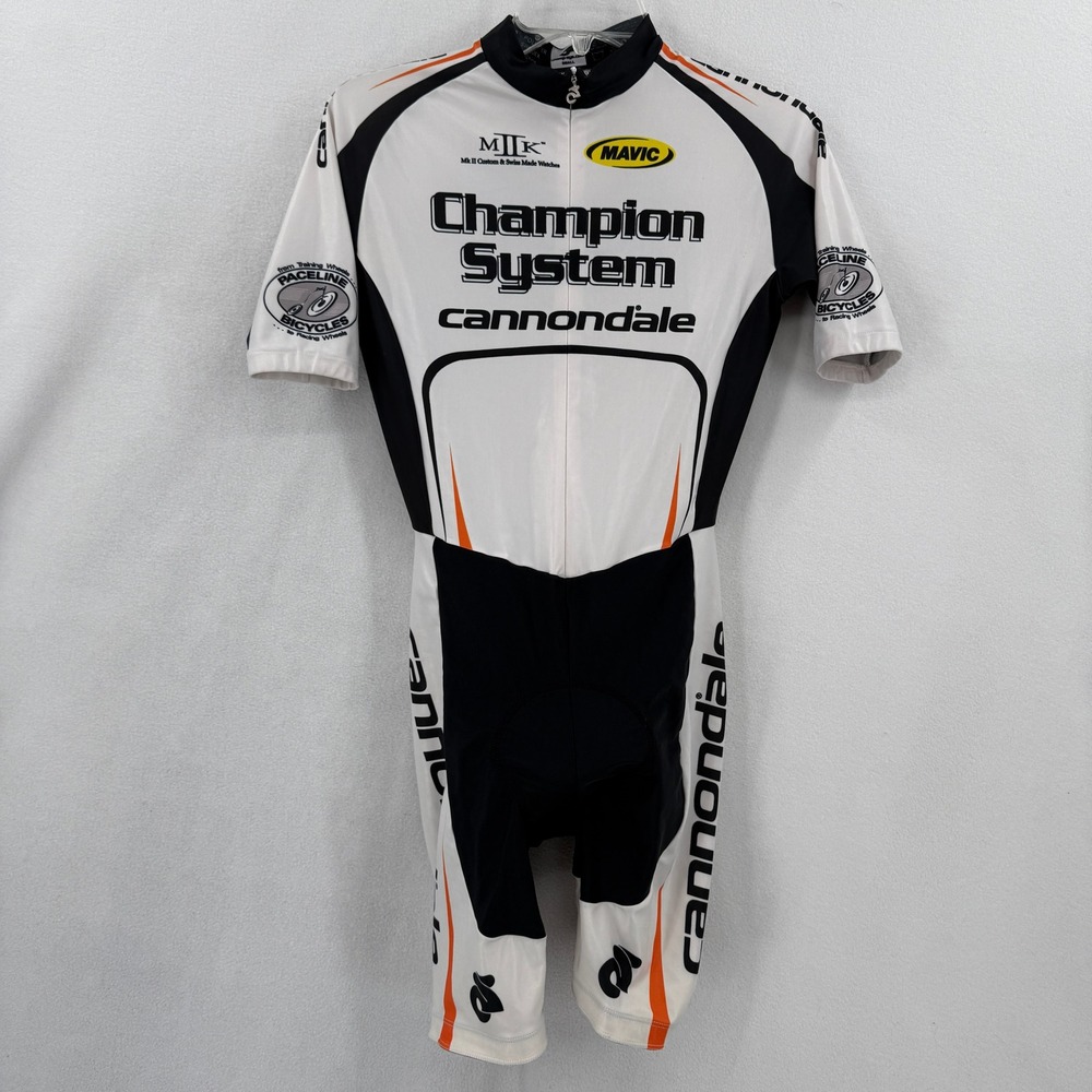 Champion System Cycling Skinsuit Men Small White Cannondale Racing Padded Suit